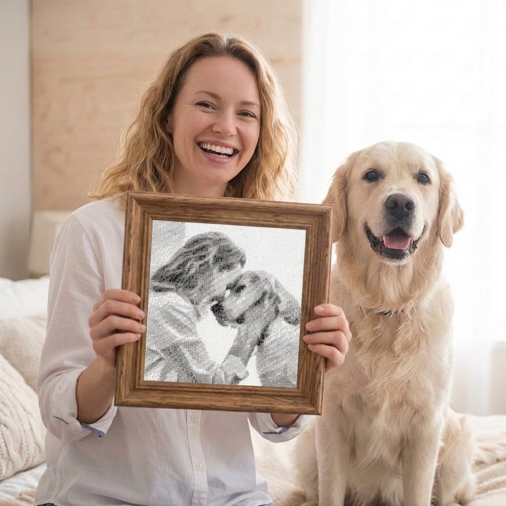woman relaxing at home using a butterfly dot painting kit for beginners